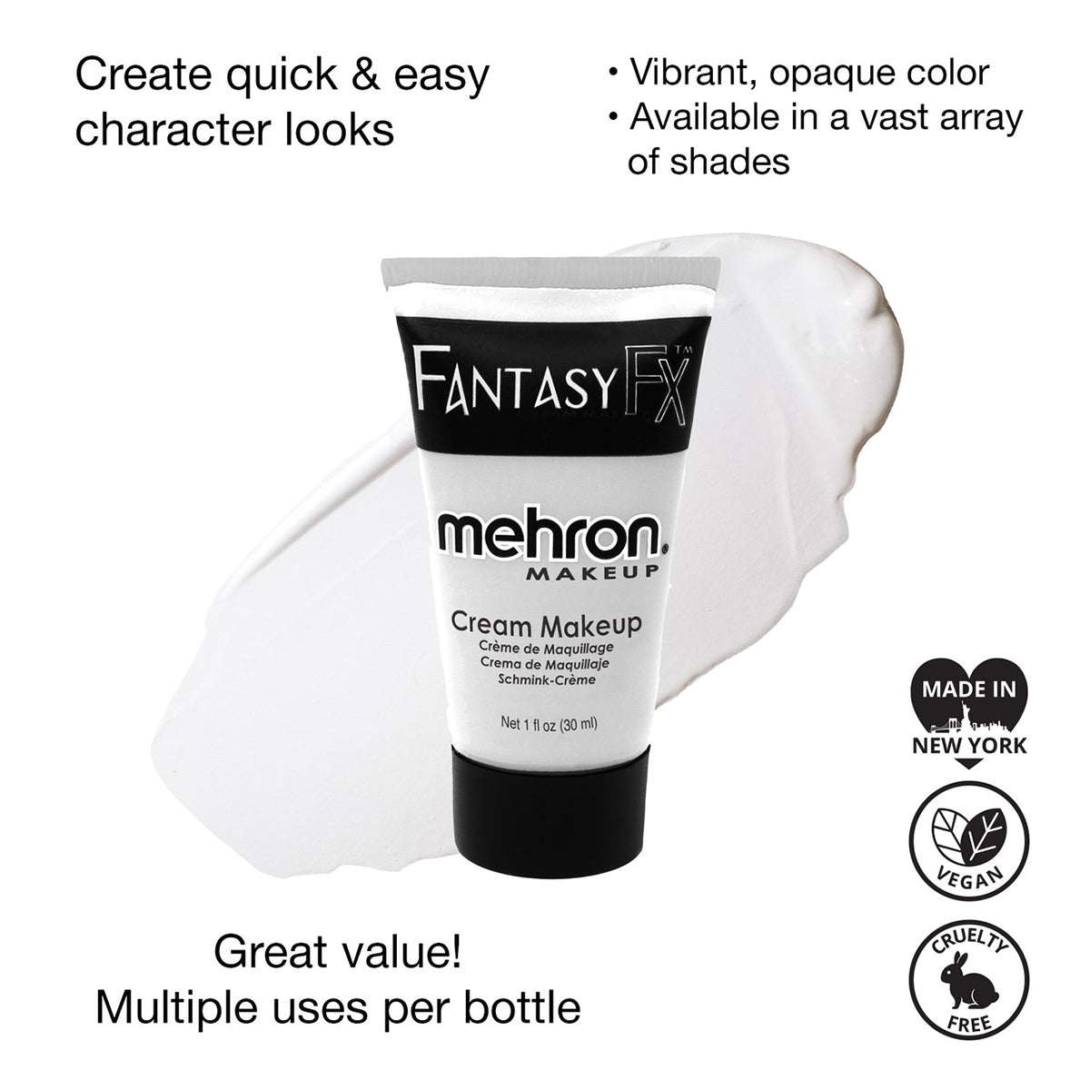 Mehron Fantasy FX Face Paint Tubes - White W (1 oz)