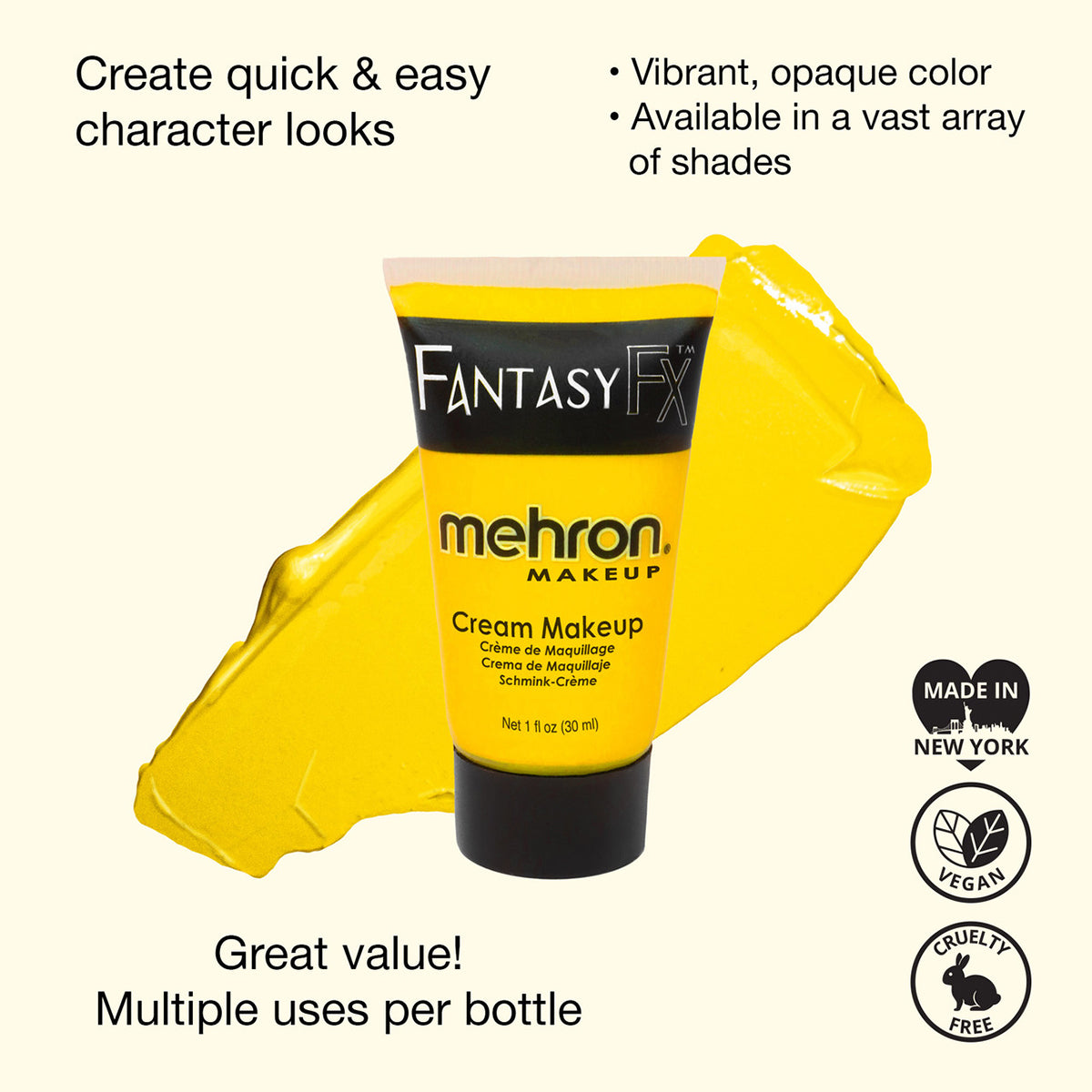 Mehron Fantasy FX Face Paint Tubes - Yellow Y (1 oz)
