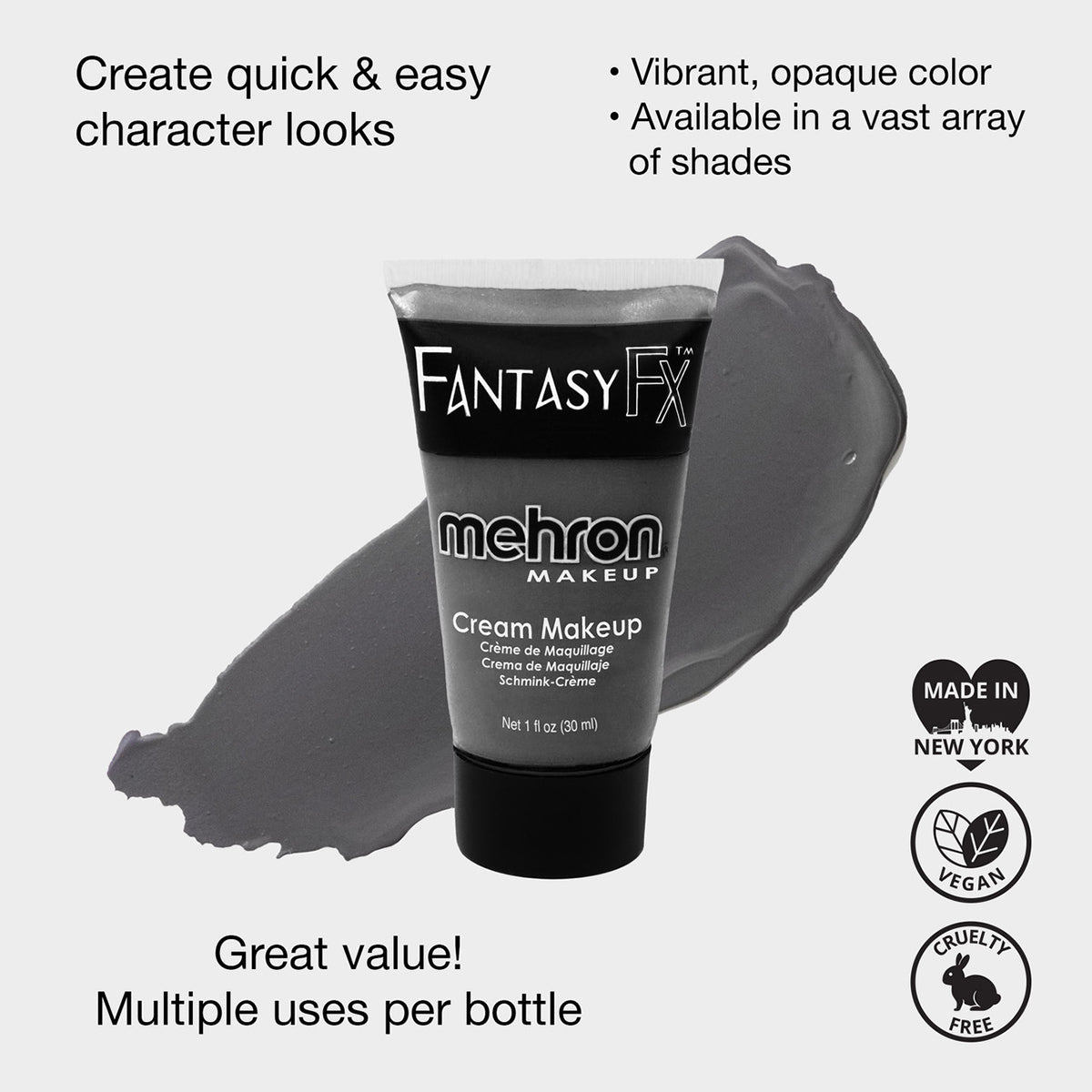 Mehron Fantasy FX Face Paint Tubes - Monster Gray MG (1 oz)