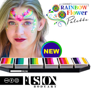 Fusion Body Art Face Painting Palette - Leanne's Rainbow Flower (6 x 10 gm)