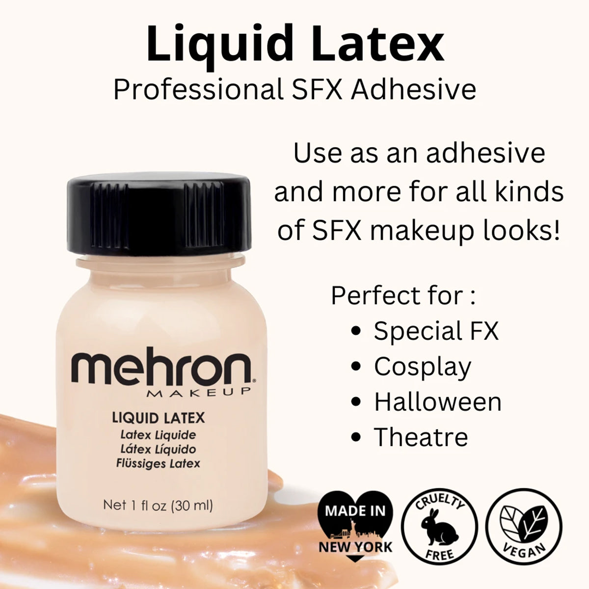 Mehron Liquid Latex Adhesive - Flesh (1 oz)