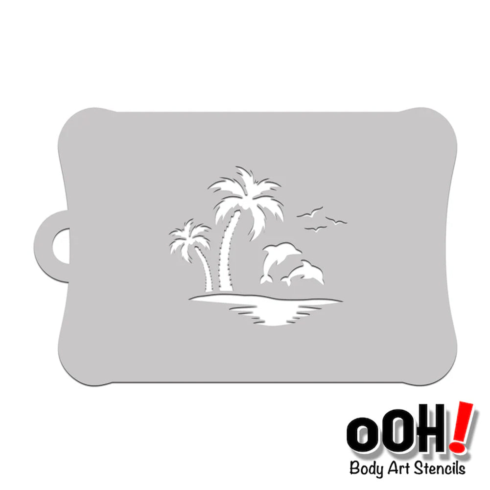 Ooh! Tattoo Stencil - Dolphin Sunset (T46)