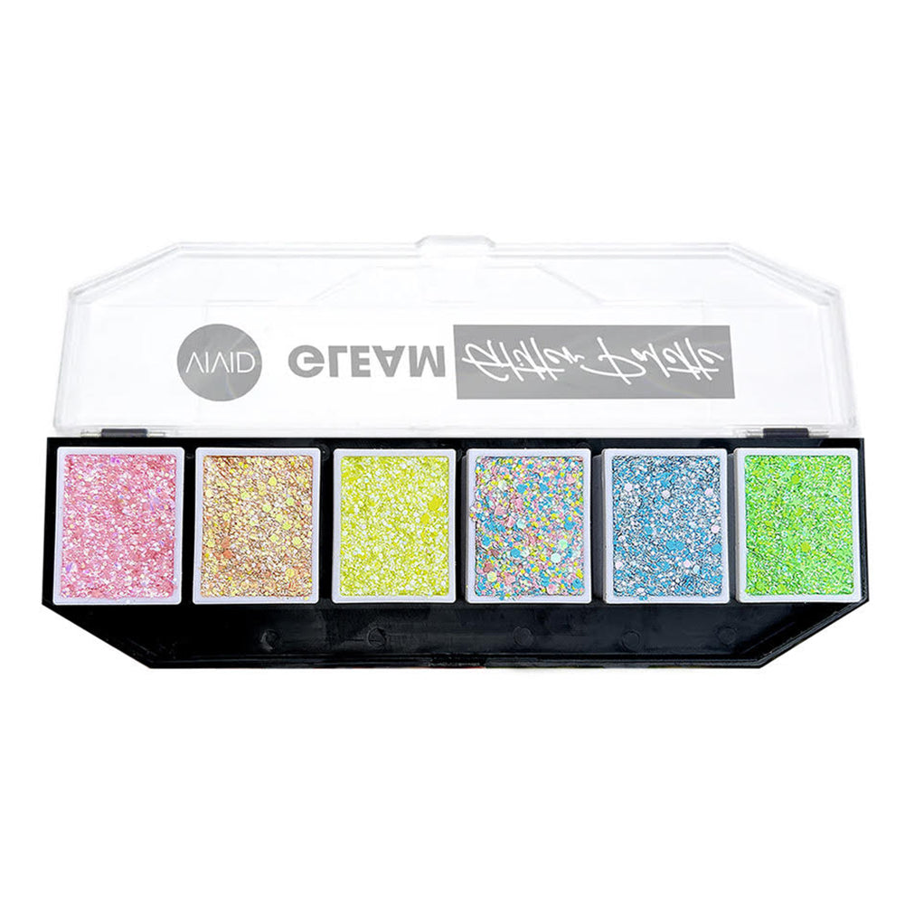 Vivid Glitter Gleam Glitter Cream Palette - Pastel Glow UV (6 Colors)