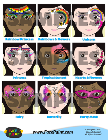 Colorful Face Painting Designs Menu - Girls