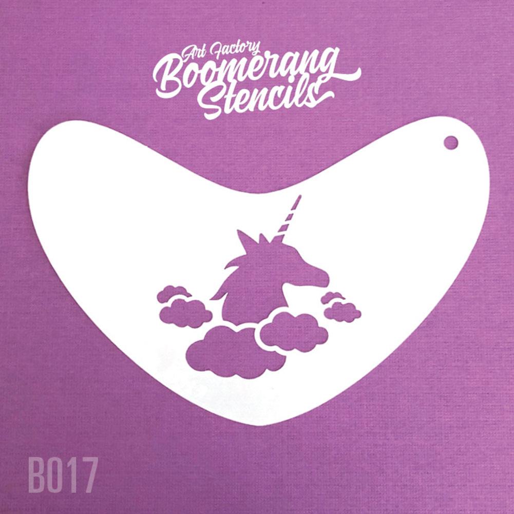 Art Factory Boomerang Stencil - Unicorn In Clouds (B017)