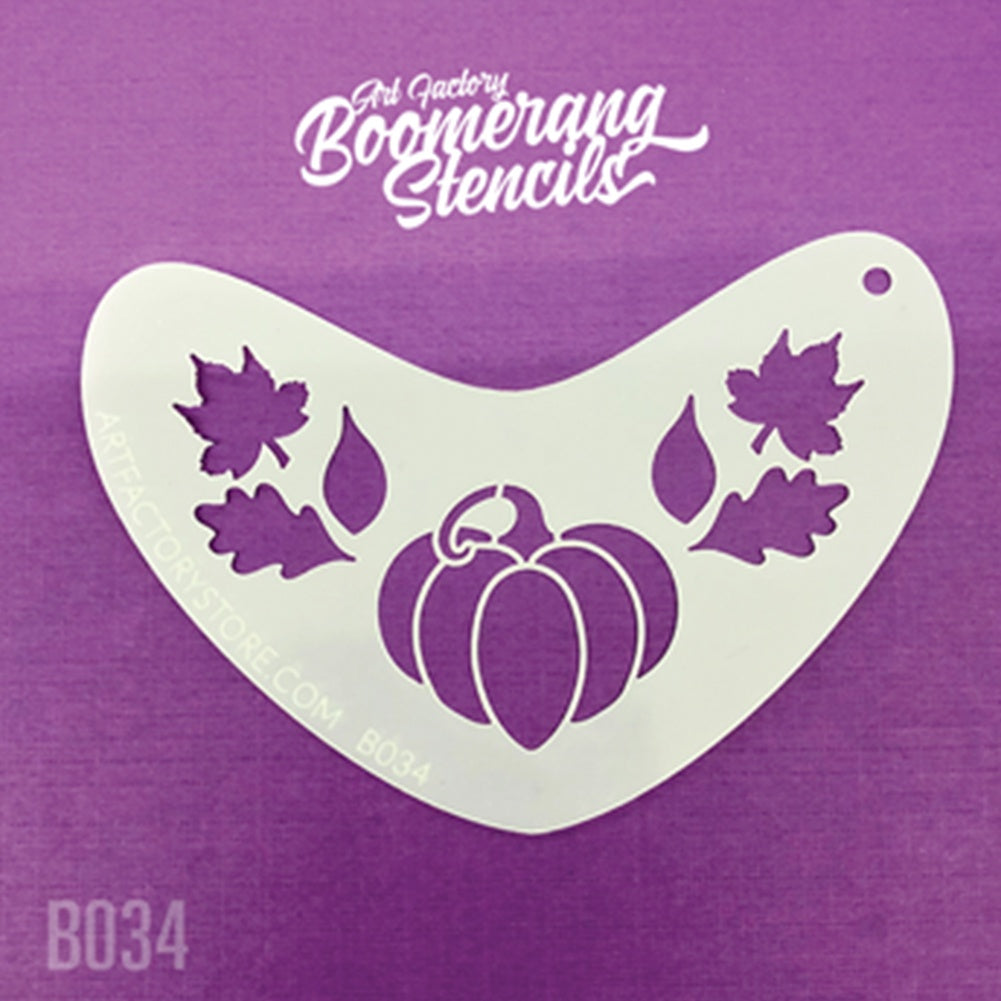 Art Factory Boomerang Stencil - Pumpkin & Leaves Fall Crown (B034)