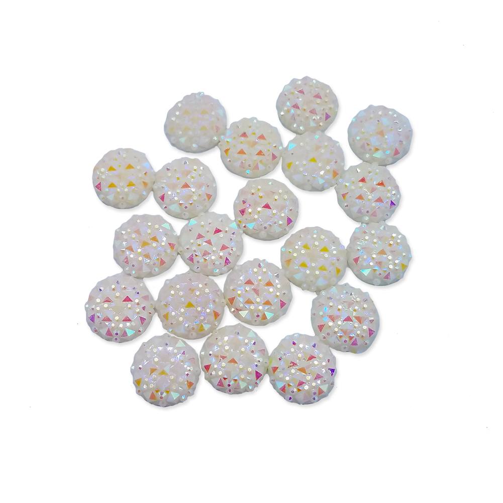 Resin Rhinestone Blings - White Snowball Sparkle (12 mm, 20/pack)