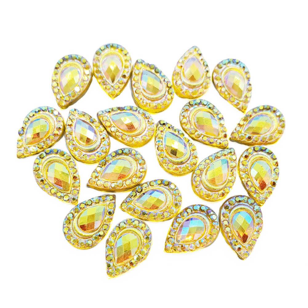 Resin Rhinestone Blings - Flatback, Yellow Tear Drop (12 mm, 20/pack)