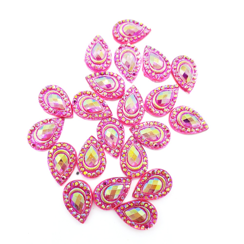 Resin Rhinestone Blings - Flatback, Fuchsia Tear Drop (12 mm, 20/pack)