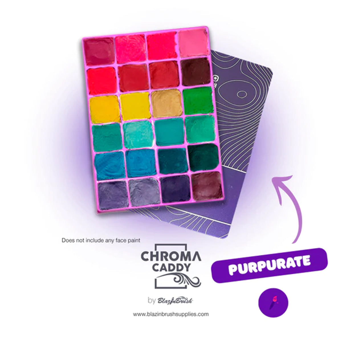 Blazin Brush Chroma Caddy Empty Silicone Palette - Purpurate (24 Colors)