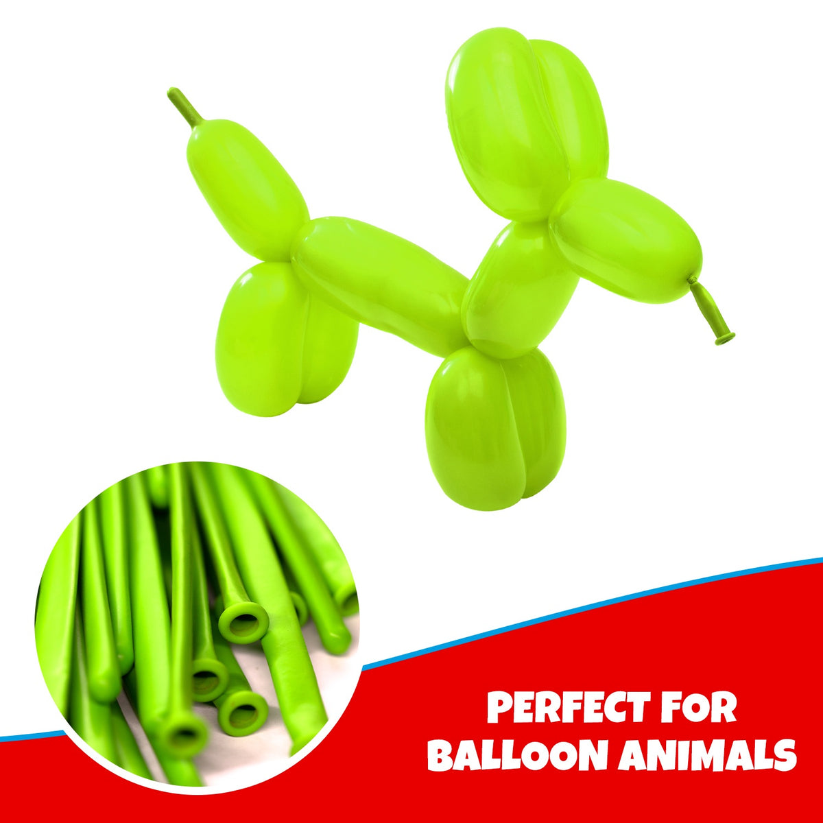 Clownatex 260 Twisting Balloons - Lime Green (100/bag)