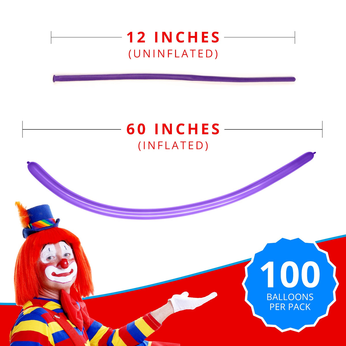 Clownatex 260 Twisting Balloons - Lilac (100/bag)