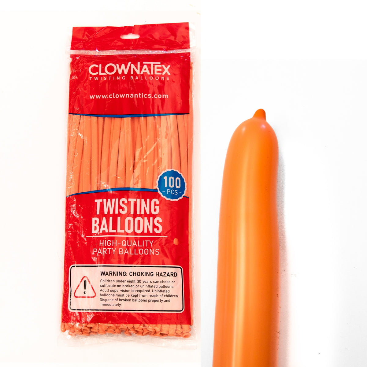 Clownatex 260 Twisting Balloons - Orange (100/bag)