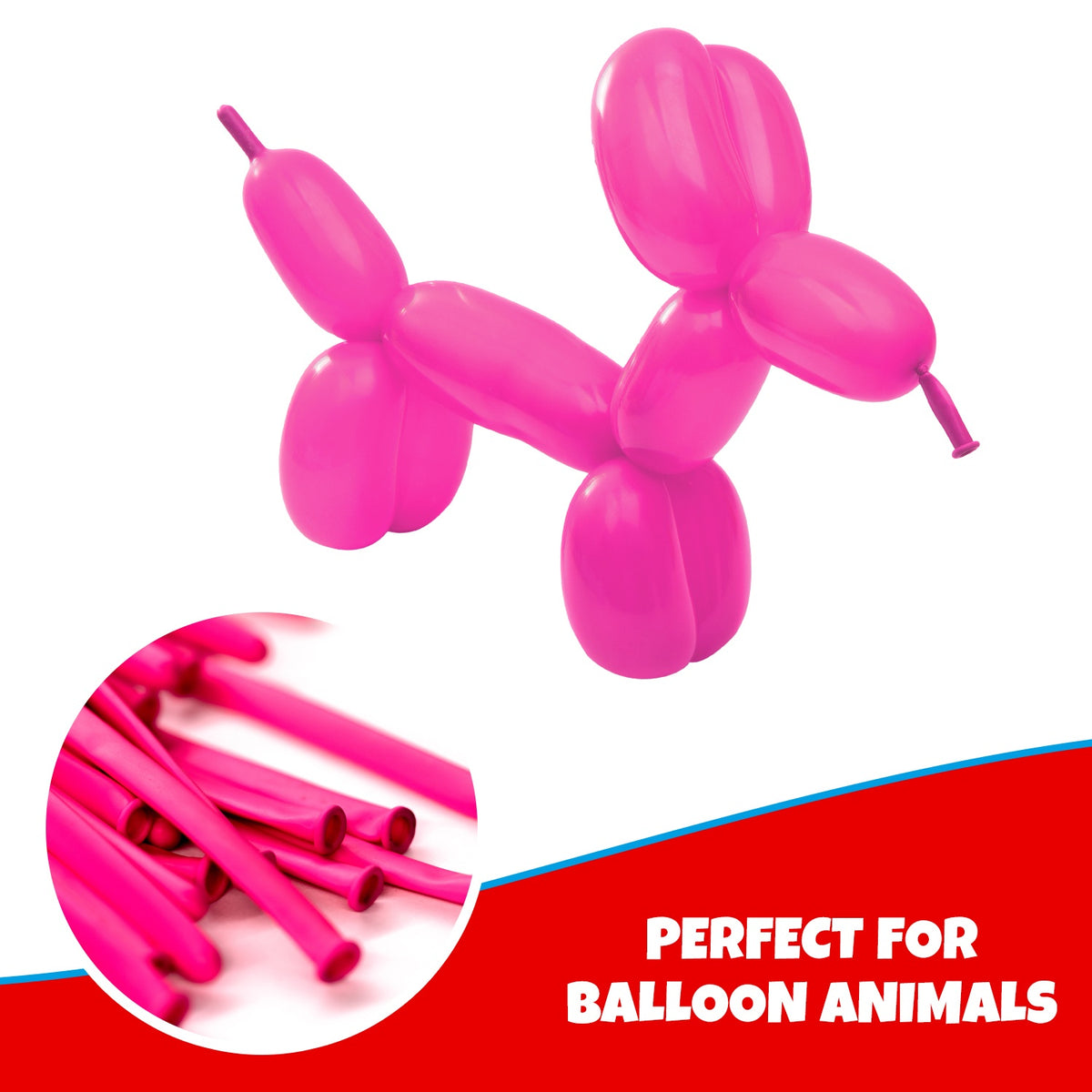 Clownatex 260 Twisting Balloons - Neon Pink (100/bag)