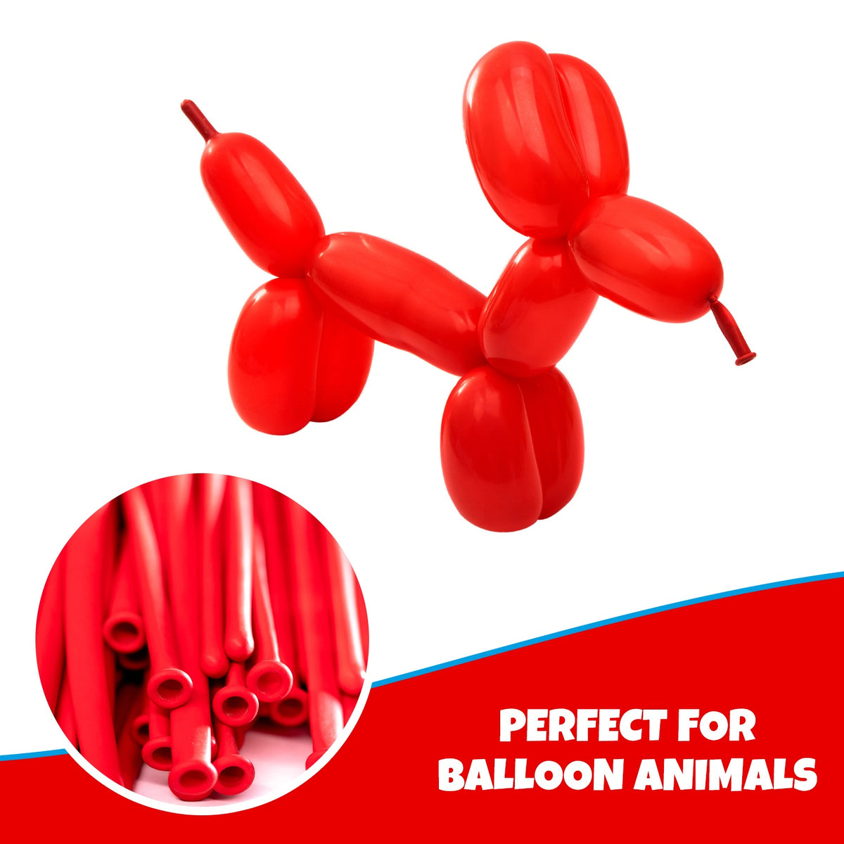 Clownatex 260 Twisting Balloons - Red (100/bag)