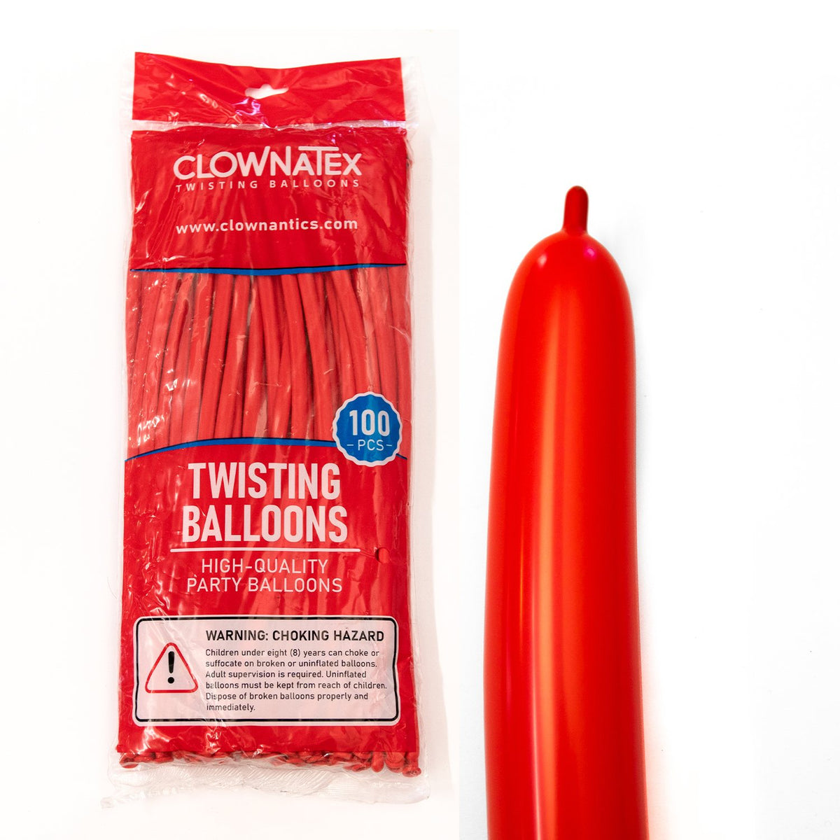 Clownatex 260 Twisting Balloons - Red (100/bag)