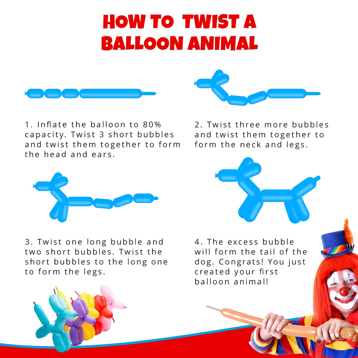 Clownatex 260 Twisting Balloons - Teal (100/bag)