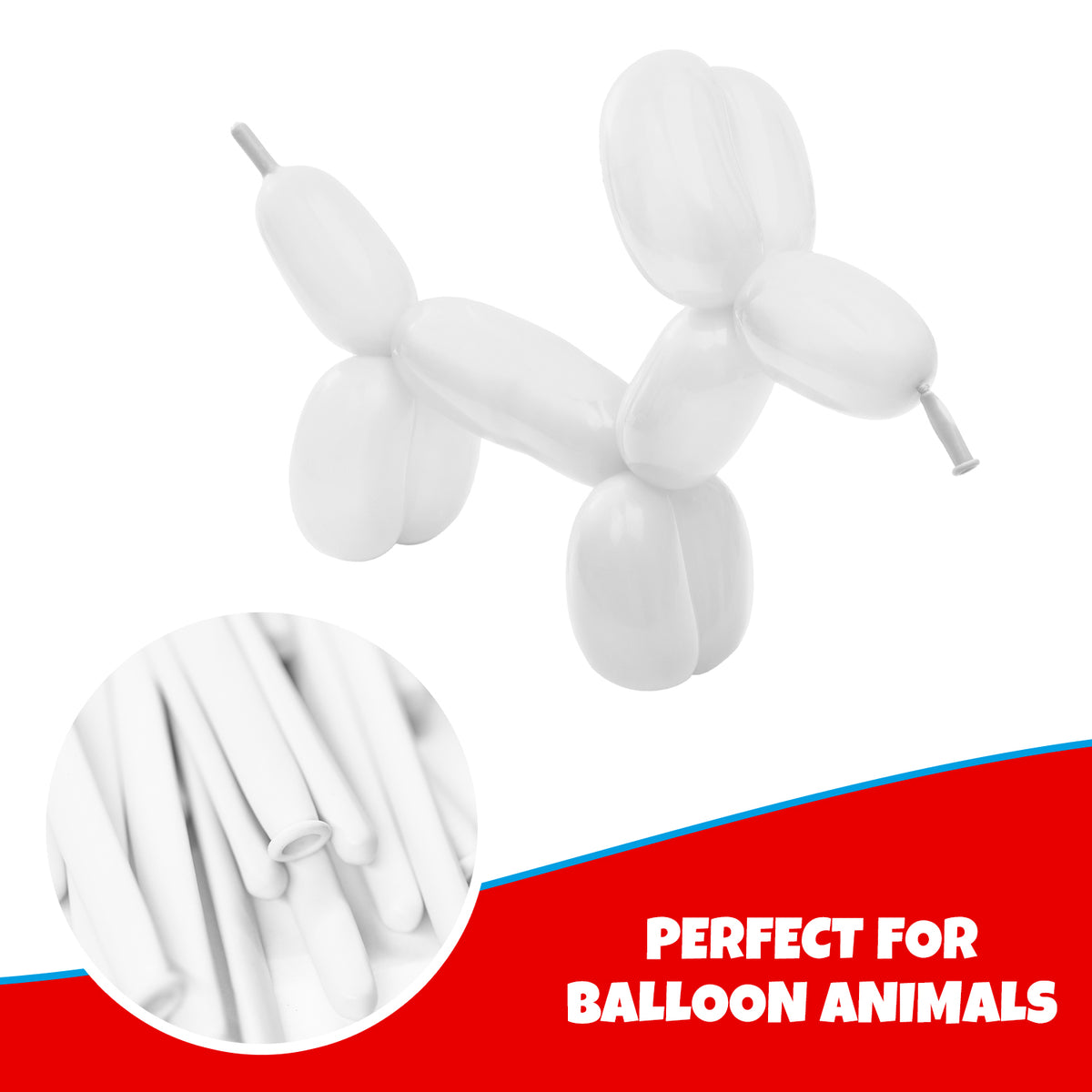 Clownatex 260 Twisting Balloons - White (100/bag)