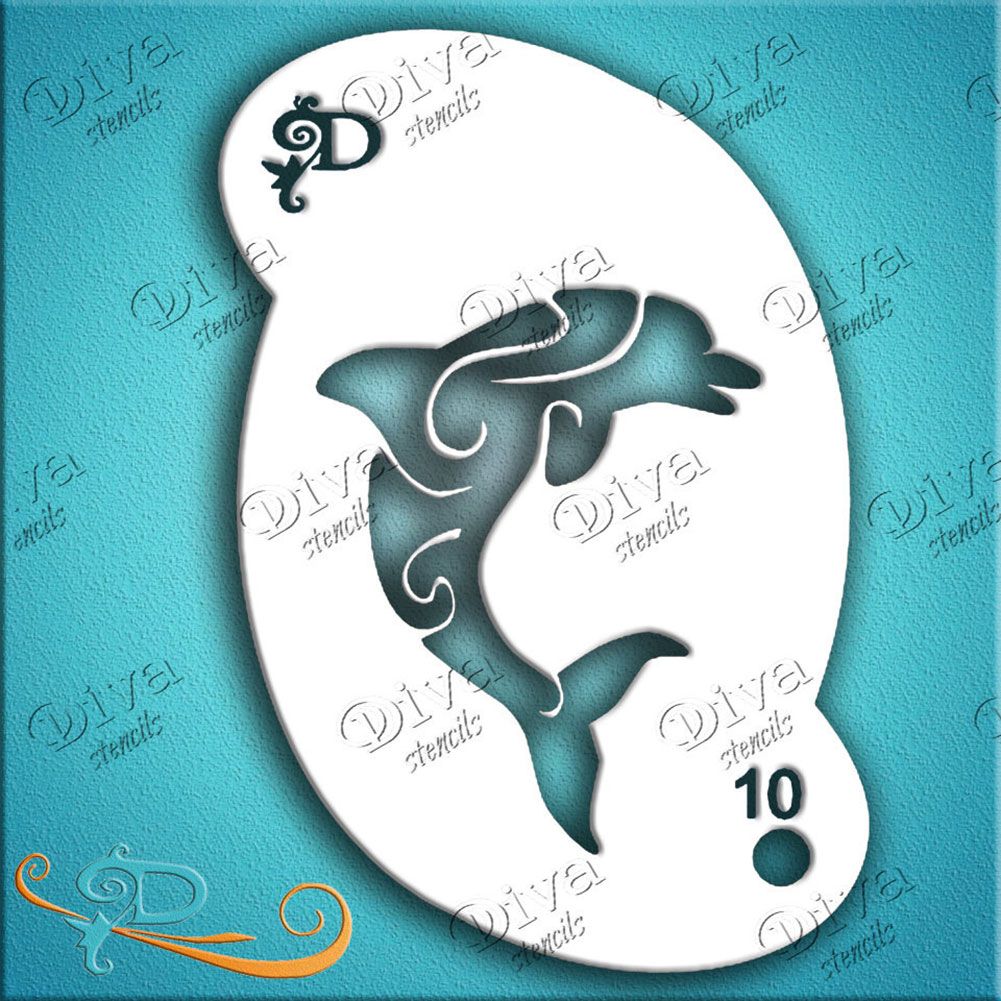 Diva Face Painting Stencil - Dolphin Swirl