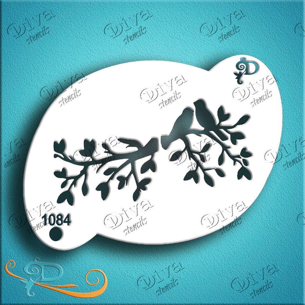 Diva Face Painting Stencil - Birds and Branches