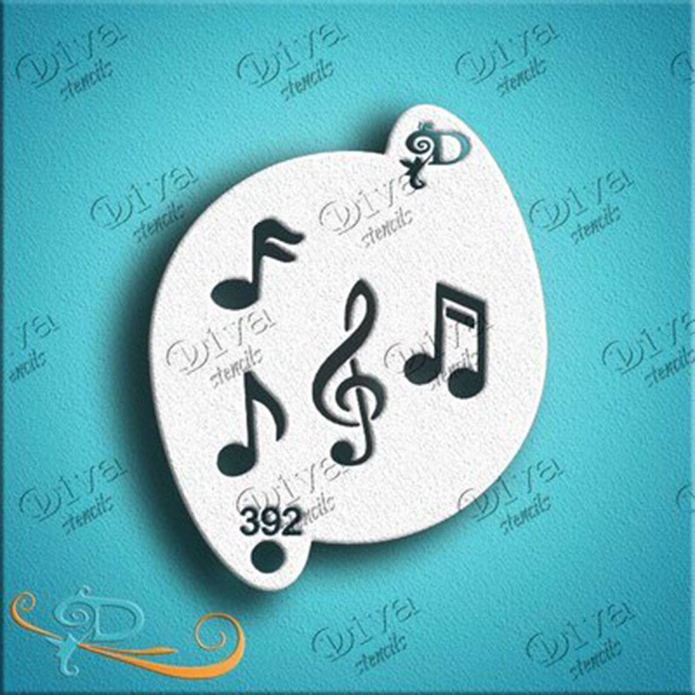 Diva Face Painting Stencil - Music Notes