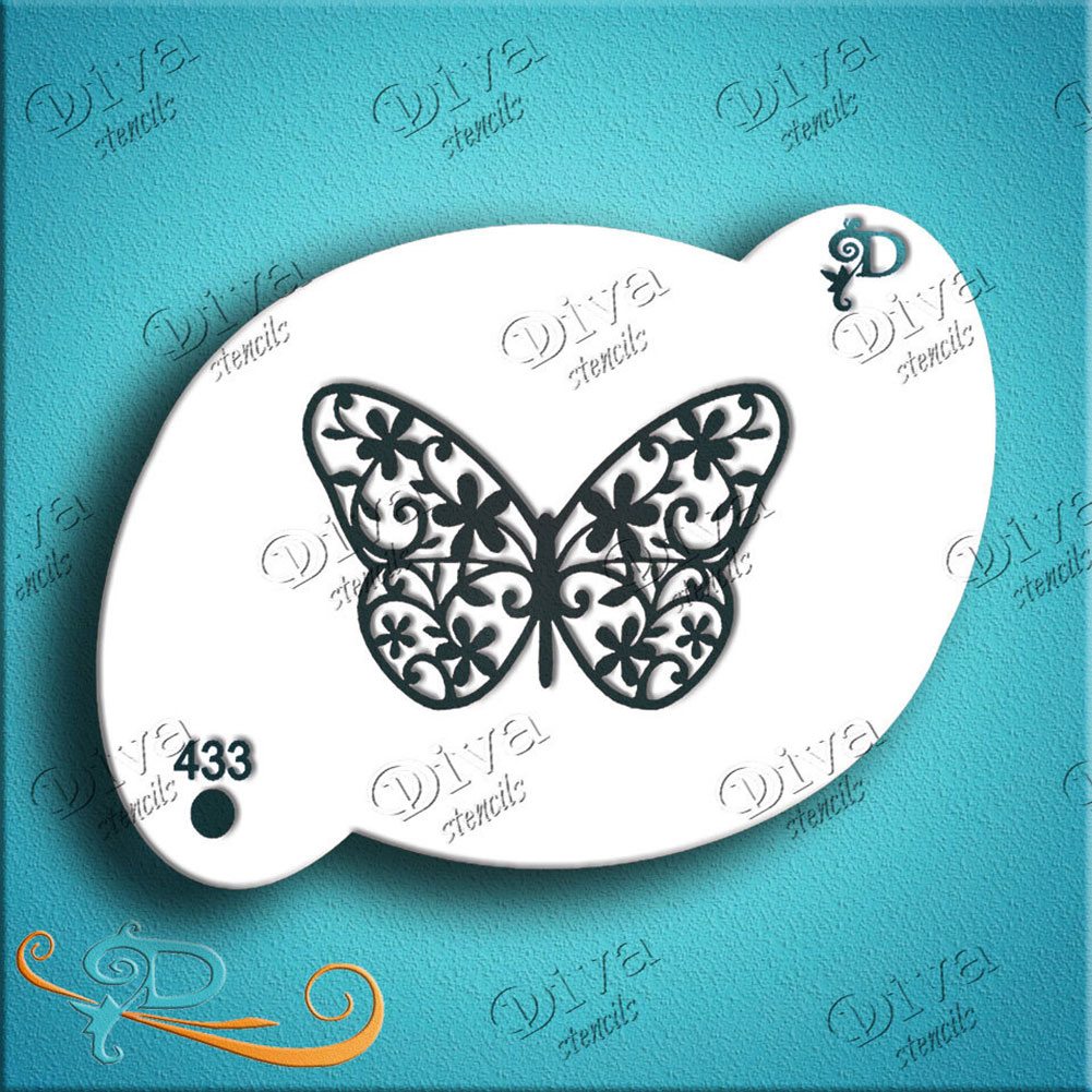 Diva Face Painting Stencil - Butterfly Positive 2 Step
