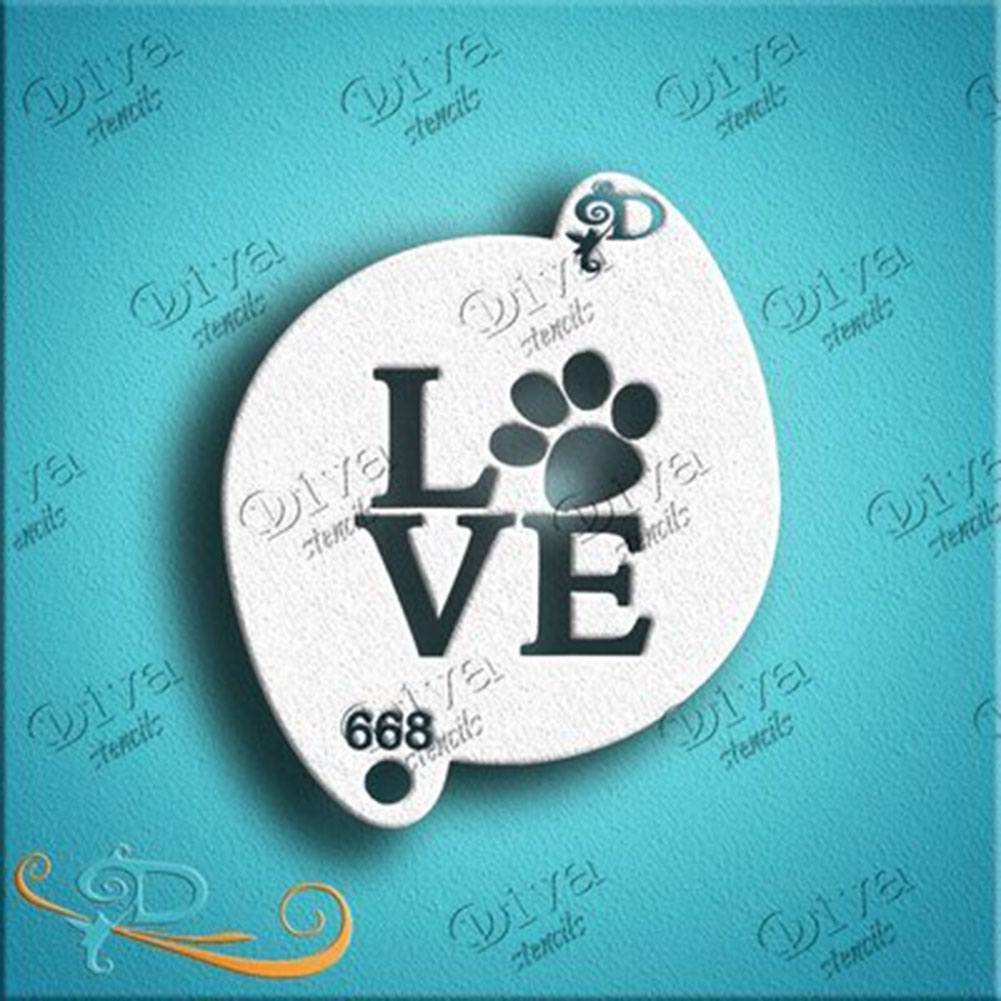Diva Face Painting Stencil - Dog Paw Love