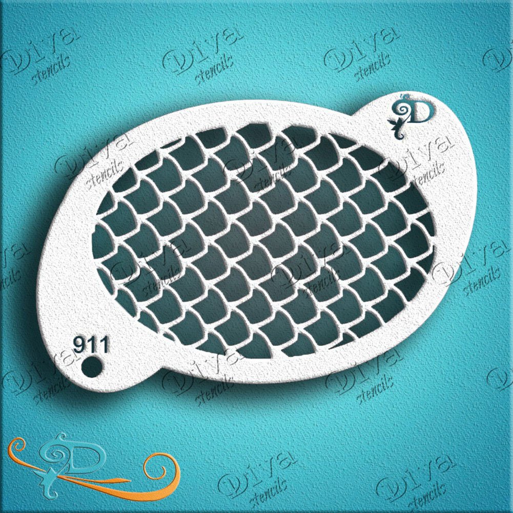 Diva Face Painting Stencil - Large Scales on Oval