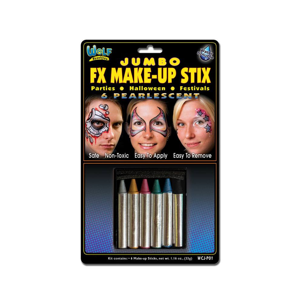 Wolfe Jumbo Face Paint Crayons - Pearl (6/box)