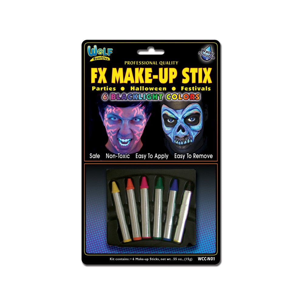 Wolfe Face Paint Crayons - Neon/Blacklight (6/box)
