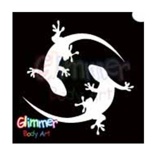 Glimmer Body Art Glitter Tattoo Stencils - Twin Gecko (5/pack)