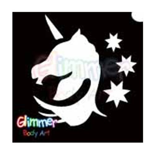 Glimmer Body Art Glitter Tattoo Stencils - Unicorn Head (5/pack)