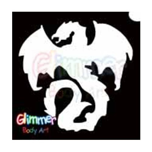 Glimmer Body Art Glitter Tattoo Stencils - Gothic Dragon 1 (5/pack)