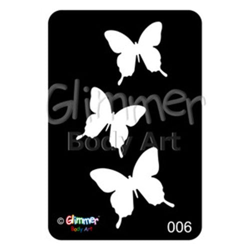 Glimmer Body Art Glitter Tattoo Stencils - Butterflies (5/pack)