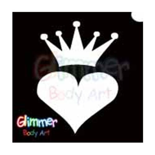 Glimmer Body Art Glitter Tattoo Stencils - Crowned Heart (5/pack)