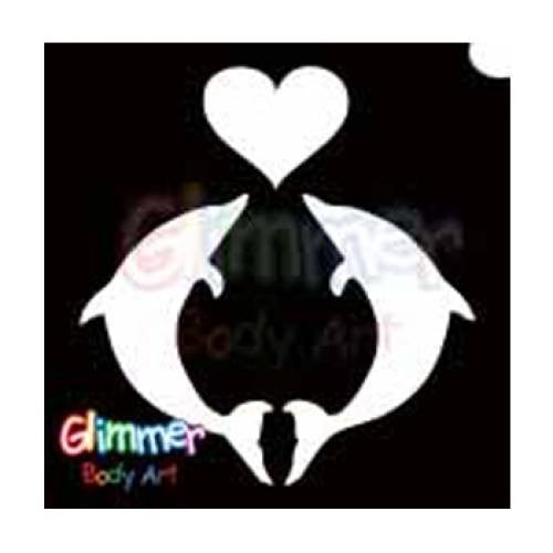 Glimmer Body Art Glitter Tattoo Stencils - Dolphin Heart (5/pack)