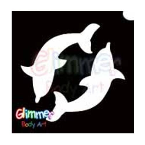 Glimmer Body Art Glitter Tattoo Stencils - Twin Dolphin 1 (5/pack)