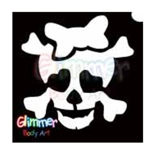 Glimmer Body Art Glitter Tattoo Stencils - Skull with Bow (5/pack)