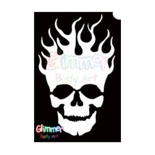 Glimmer Body Art Glitter Tattoo Stencils - Flaming Skull (5/pack)