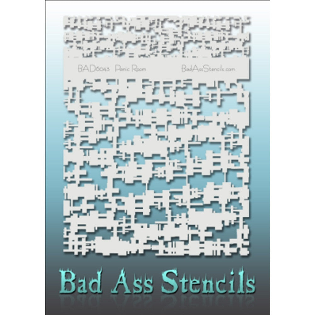 Bad Ass Full Size Stencils - BAD6043 - Panic Room are about 8.5&quot; x 11&quot; in size and contain several related designs. They are perfect for a variety of body and face painting designs. Textured edges allow the artist to create multiple designs with the same sheet.&lt;br&gt;&lt;br&gt;The Bad Ass line of stencils, launched by famous body paint artist - Andrea O&#39;Donnell, are high quality, flexible, fun stencils that take body painting to the next level. These high grade mylar stencils are thin and work great for adding detai