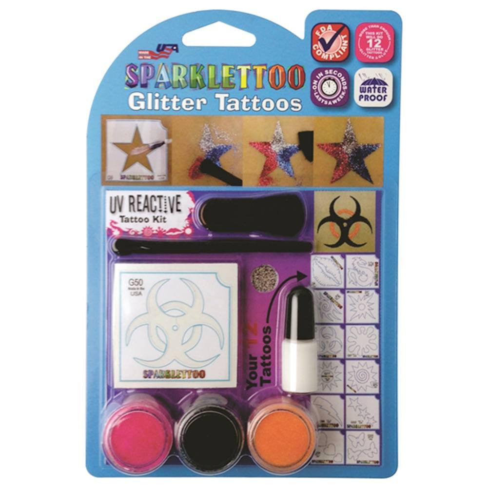 Ruby Red Glitter Tattoo Kit - UV