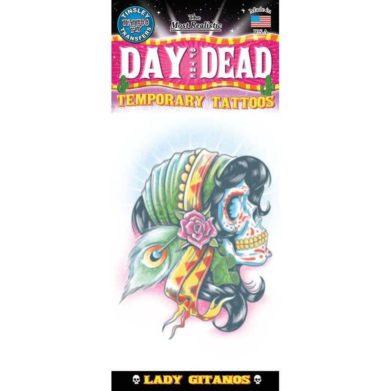 Tinsley Transfers Day Of The Dead Temporary Tattoo FX - Lady Gitanos
