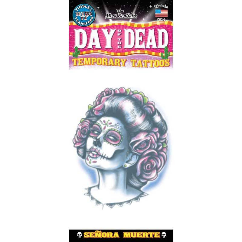 Tinsley Transfers Day Of The Dead Temporary Tattoo FX - Senora Muerte