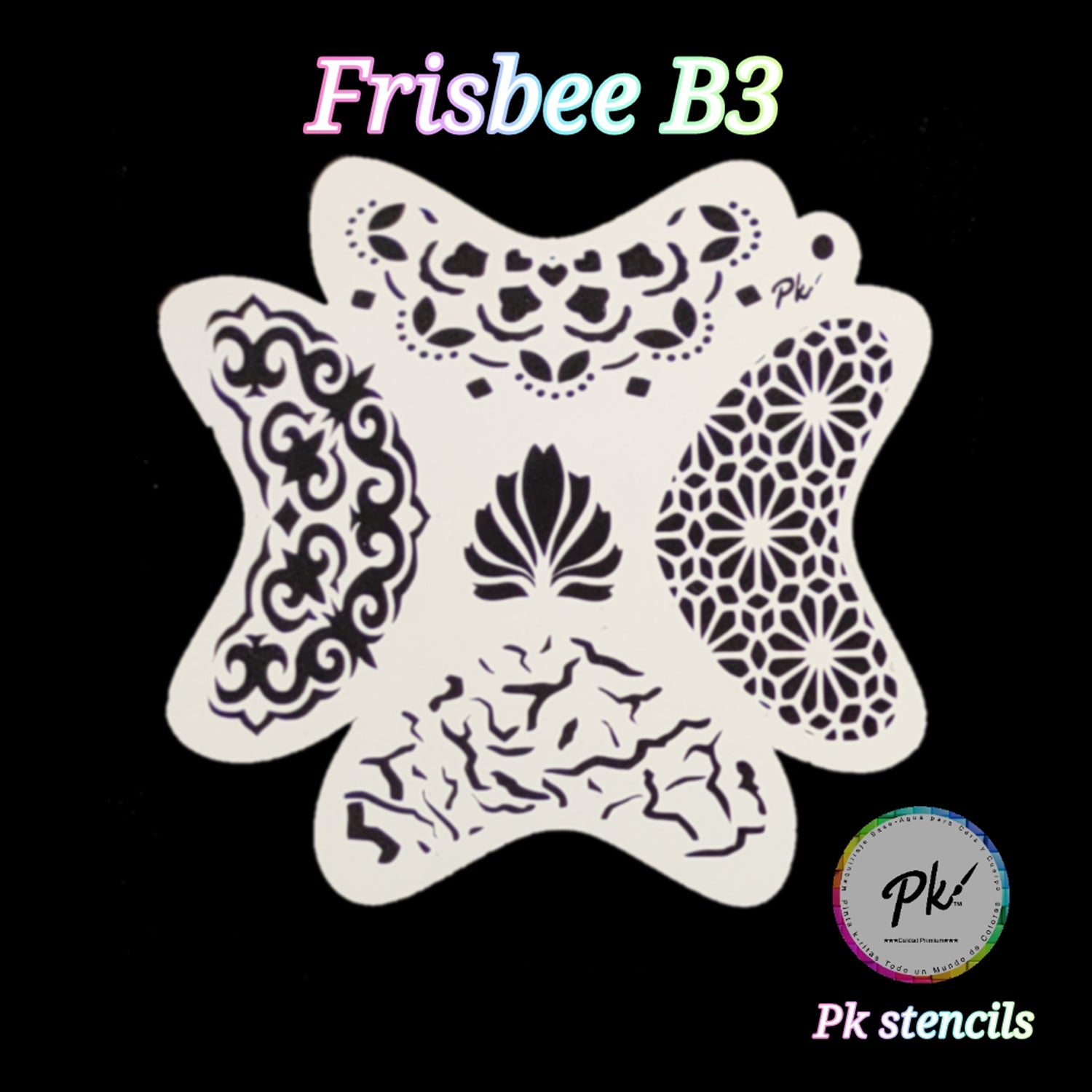 PK Frisbee Face Painting Stencil - B3 - Textures