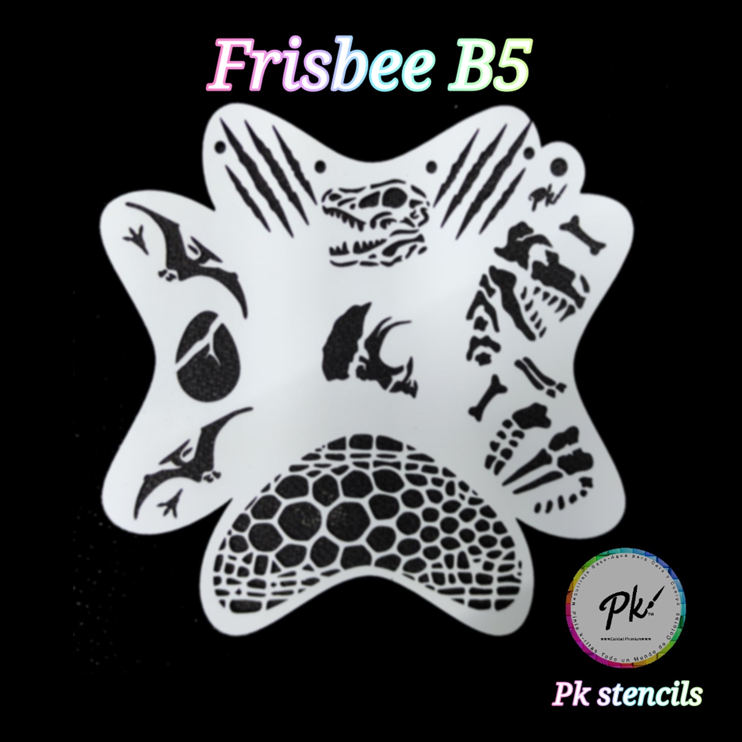PK Frisbee Face Painting Stencil - B5 - Dinosaurs