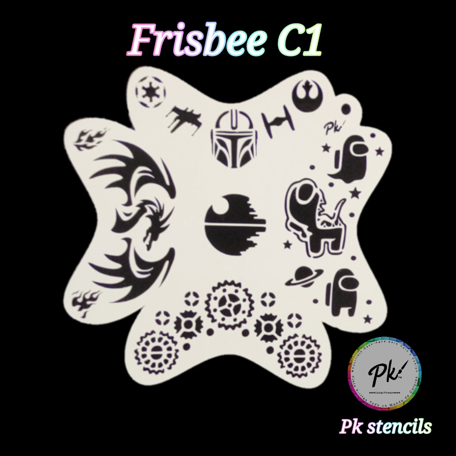 PK Frisbee Face Painting Stencil - C1 -Amongus