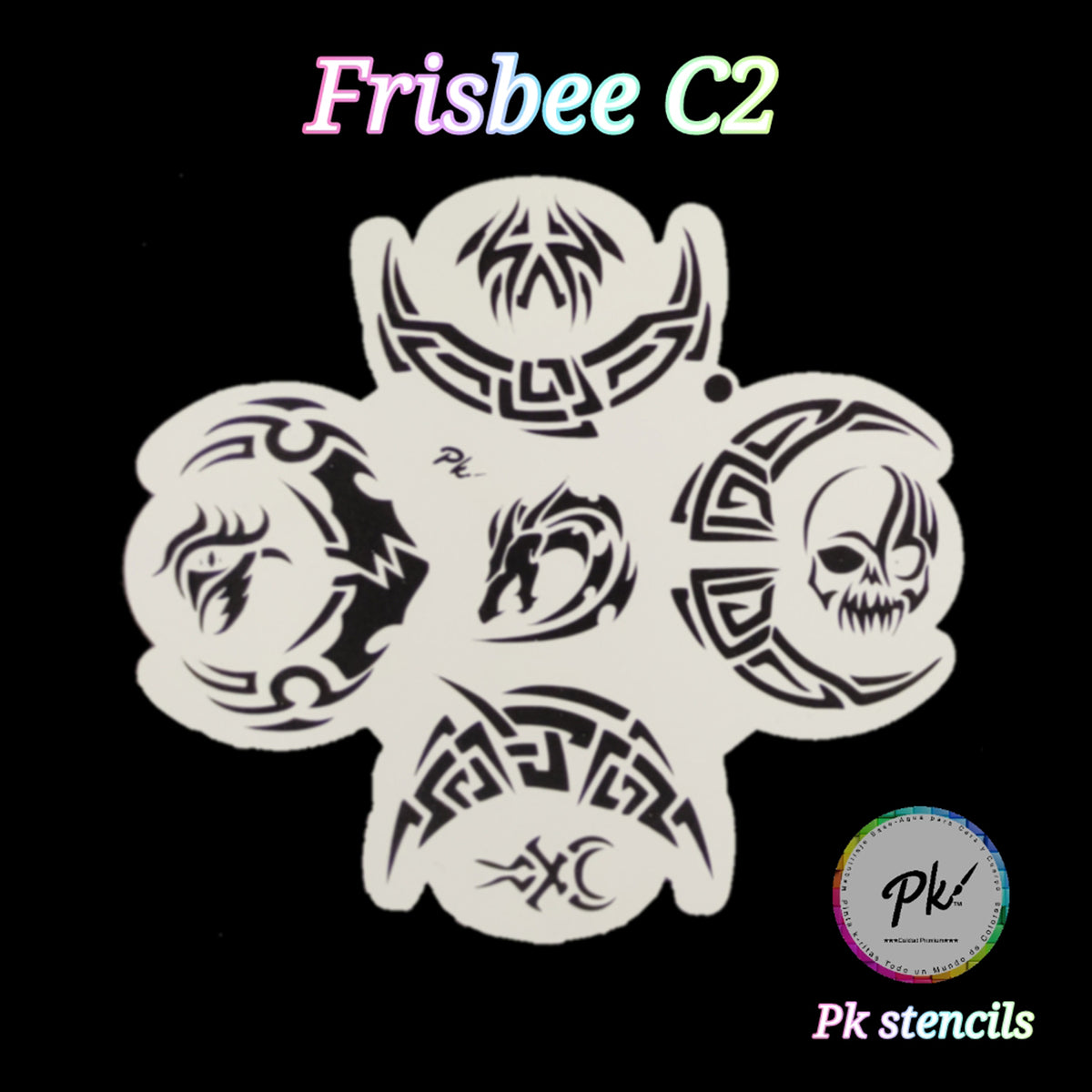 PK Frisbee Face Painting Stencil - C2 - Tribal