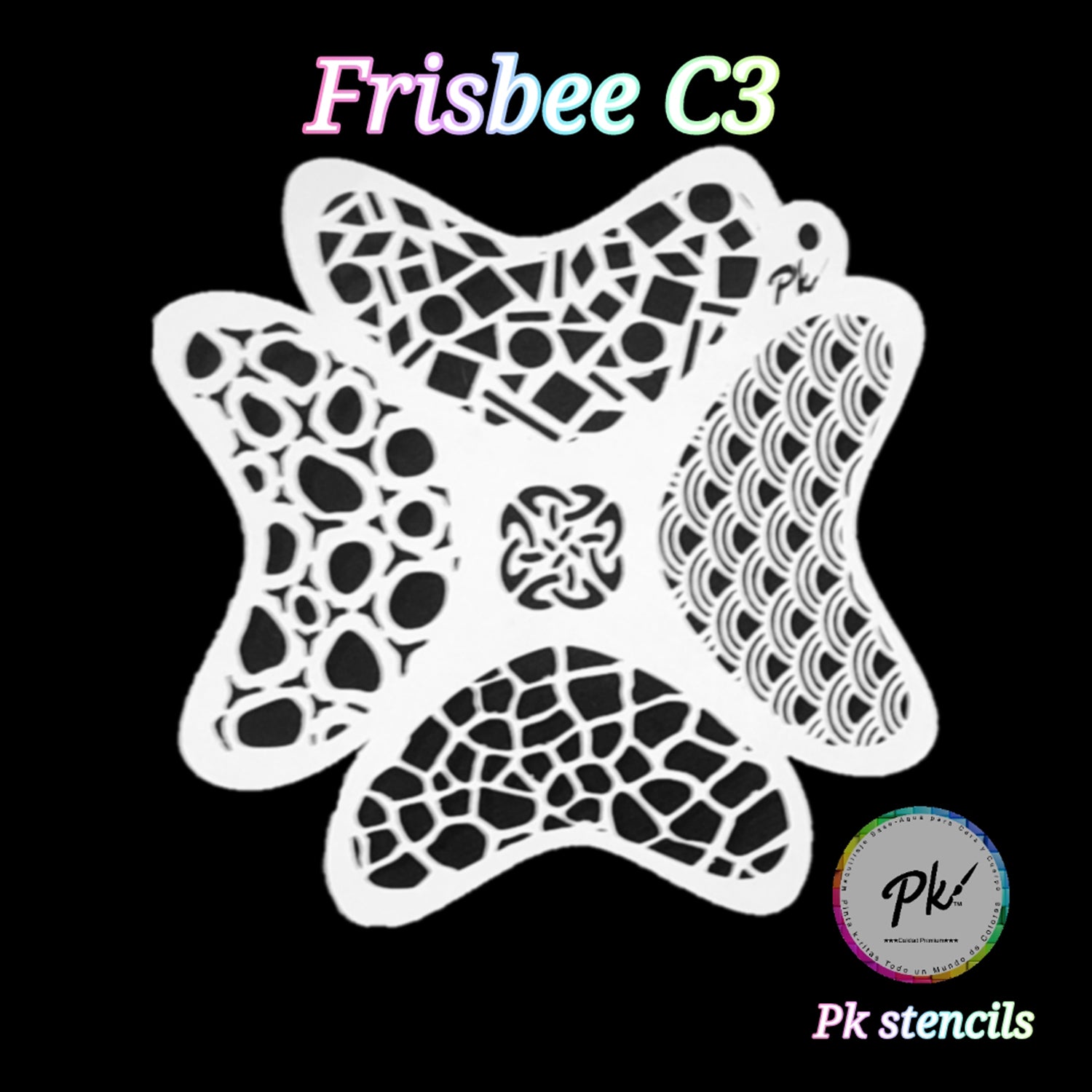 PK Frisbee Face Painting Stencil - C3 - Fun Patterns
