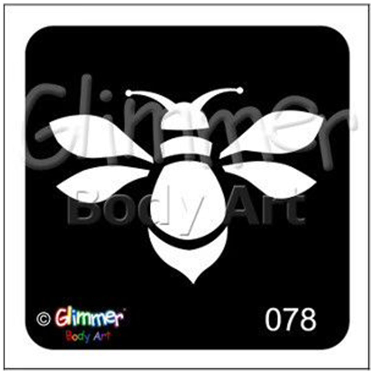 Glimmer Body Art Glitter Tattoo Stencil - Bumble Bee (5/pack)