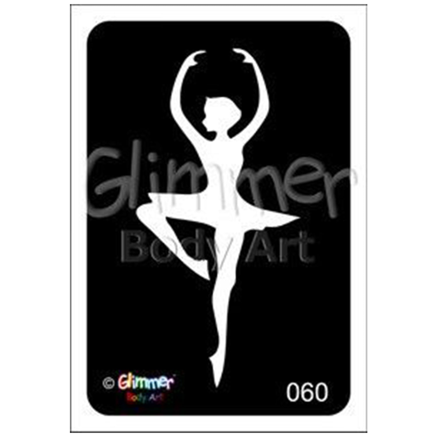 Glimmer Body Art Glitter Tattoo Stencil - Ballerina (5/pack)